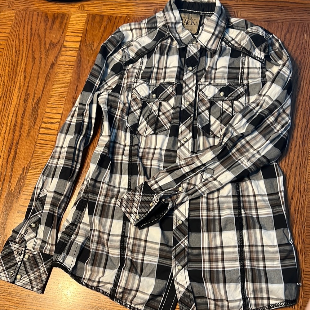 Good Condition Buckle Black- Black & White Button Up